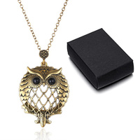 MG12098 4X Loupe Coulissante Top Aimant Pendentif Collier Chaîne Loupe 30 "(Filigrane Hibou)