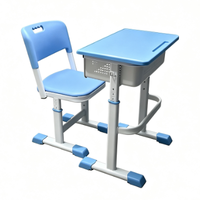Meubles scolaires en bois durables, bureau d'étudiant moderne à hauteur réglable avec chaise en plastique pour usage scolaire
