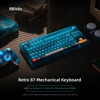 Clavier mécanique rétro 8Bitdo Retro 87 transparent bleu, clavier à trois modes pour PC et ordinateurs portables 85HD03