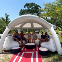 Plateforme Gonflable Commerciale pour Fêtes en Parcs Aquatiques et Complexes Hôteliers avec Auvent - Salon Flottant Robuste en Drop Stitch pour Groupes