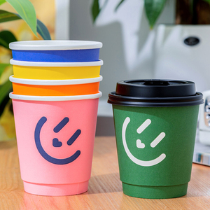 Double couche blanche <span class=keywords><strong>personnalisable</strong></span> de <span class=keywords><strong>carton</strong></span> dégradable et tasses de papier de graffiti - Product Image 3