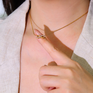 <span class=keywords><strong>Collier</strong></span> en acier inoxydable tendance, zircon, plaqué or 18 carats, pendentif symbole <span class=keywords><strong>infini</strong></span>, colliers pour femmes, accessoires quotidiens - Product Image 6