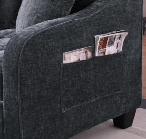 Sofá <span class=keywords><strong>Cama</strong></span> <span class=keywords><strong>Chaise</strong></span> <span class=keywords><strong>Longue</strong></span> Cuadrado de Dos Plazas con Almacenamiento, Diseño Moderno, Espuma Duradera, Ecológico, Negro, Mueble para Sala de Estar - Product Image 6