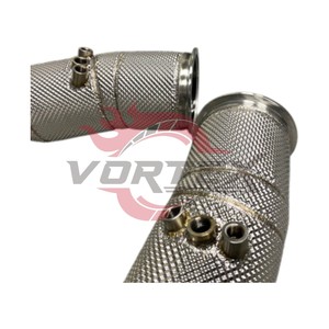 Tuyaux avant en acier inoxydable Vortex avec bouclier thermique pour Porsche Cayenne Turbo GTS 4.0T avec kits de conduites à bride et isolation thermique - Product Image 3