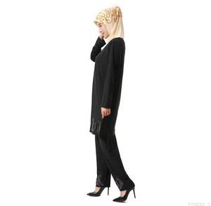 Túnica Musulmana de Poliéster con Pedrería Termoadhesiva en Forma de Corazón, Antiestática, Sin Costuras, Tallas Grandes, para Ramadán y Eid - Product Image 1