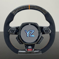 Volant de voiture à fond plat en cuir suédé avec surpiqûres personnalisées YZ, en fibre de carbone forgée, pour Lamborghini Huracan