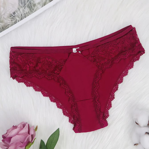 Roupa intérieur De Encaje femmes Sexy dentelle tongs Double bande voir à travers les sous-vêtements dentelle florale découpé <span class=keywords><strong>string</strong></span> - Product Image 4