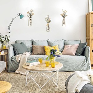 3 Pièces PVC Art <span class=keywords><strong>Déco</strong></span> Fleurs Rondes Décoration Murale Motif Feuillage pour Salon Salle de Bain <span class=keywords><strong>Chambre</strong></span> à Coucher-Cadeau d'Anniversaire (Vase Beige-C) - Product Image 5