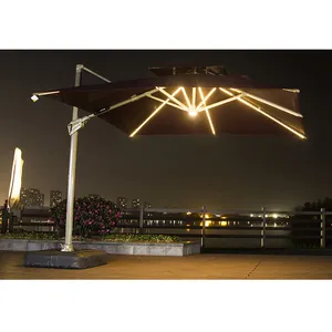 고품질 태양 led 안뜰 우산 야외 정원 테라스 양산 비치 우산