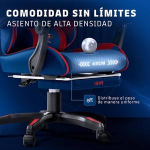 Chaise de bureau Anji avec repose-pieds rétractable, en tissu bleu, pour jeunes, chaise de gaming officielle, chaise de gaming massante pour maître de jeu - Product Image 4