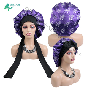 <span class=keywords><strong>Bonnet</strong></span> double couche personnalisé avec logo, avec bande <span class=keywords><strong>de</strong></span> maintien pour les cheveux, extra large, en <span class=keywords><strong>soie</strong></span> douce et brillante - Product Image 4