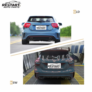 Kit de carrocería Restart para <span class=keywords><strong>Mercedes</strong></span> Benz Clase A W176 hasta <span class=keywords><strong>2018</strong></span>, estilo <span class=keywords><strong>AMG</strong></span> A45, con parachoques delantero y trasero, parrilla, guardabarros, capó y faros. - Product Image 3