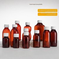 Bouteille de sirop d'ambre en plastique PET, anti-lumière, anti-fuite, avec bouchon à vis, sérigraphiée sur mesure, pour enzymes, hydrolats, liquides médicinaux