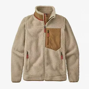 High quality customize logo thick full zip deep fleece pile jacket