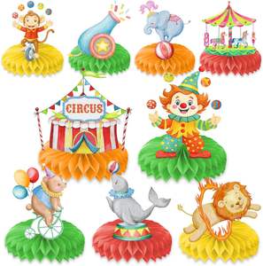 HAWIN 9 pièces Décorations <span class=keywords><strong>de</strong></span> fête d'anniversaire sur le thème du <span class=keywords><strong>carnaval</strong></span> pour enfants, centres <span class=keywords><strong>de</strong></span> <span class=keywords><strong>table</strong></span> en papier nid d'abeille, décorations <span class=keywords><strong>de</strong></span> <span class=keywords><strong>table</strong></span> <span class=keywords><strong>de</strong></span> clown <span class=keywords><strong>de</strong></span> cirque, d'animaux et <span class=keywords><strong>de</strong></span> magie - Product Image 1