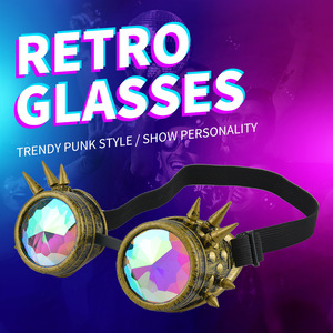 Lentes de Caleidoscopio, Gafas Steampunk de Metal Hechas a Mano, Disfraz de Halloween, Gafas Decorativas Novedosas para Fiestas - Product Image 2