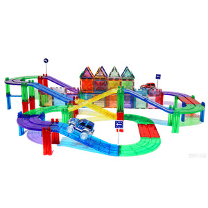 Wellbbplay 80 pièces Jouets STEM DIY Blocs Magnétiques Circuit de Course Magnétique pour Enfants Jouets Éducatifs <span class=keywords><strong>Magnatiles</strong></span> pour Enfant - Product Image 1
