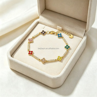 Gelang Wanita Modis dari Baja Tahan Karat dengan Zirkonium Berlapis Emas 18k, Perhiasan Tahan Air.