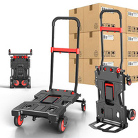 Chariot à main pliable portable à quatre roues en acier, plateforme de transport, outils de shopping, poignée de bagage personnalisable OEM, robuste, capacité 180 kg