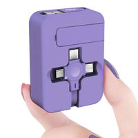 Câble de charge USB Type C rétractable 3-en-1 en gros, 3A, avec support de téléphone et ports de charge multiples pour appareils mobiles