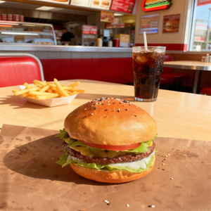 Modelo de exhibición de hamburguesa saludable de 10 cm de altura, accesorio de comida de simulación realista de pollo, verduras y mayonesa para hamburguesas, ideal para comida rápida. - Product Image 3