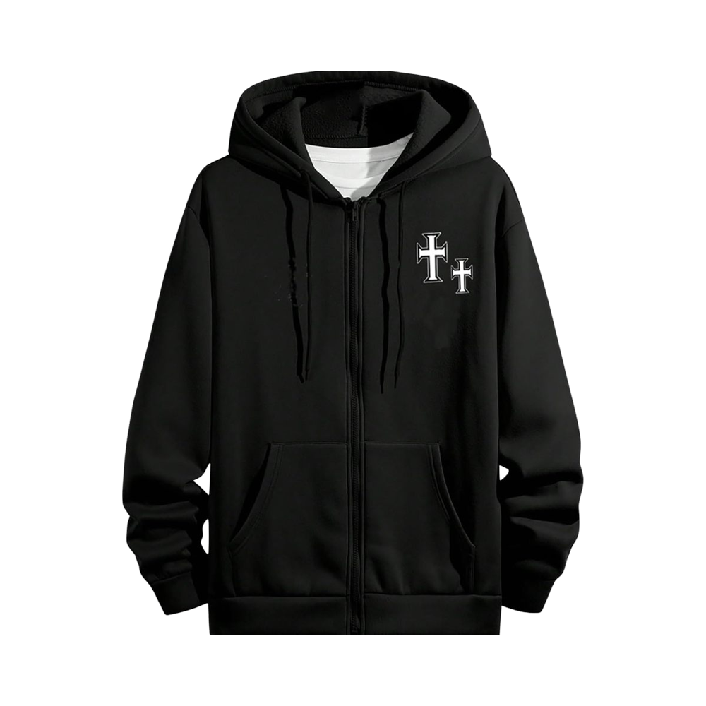 Outline Cross Zip Hoodie｜SUPPLIER Cross Zip Hoodies - Customizable Streetwear Solutions