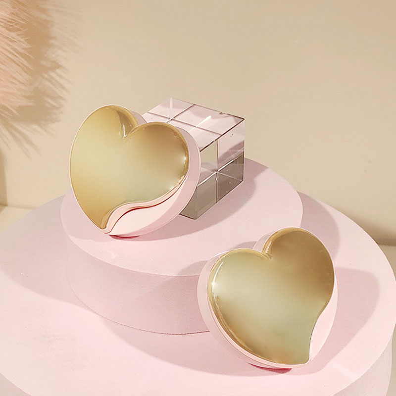New Design Heart-shaped 12g Gold Collapsible Double Layer Eye Shadow Palette Cosmetics Blush Powder Compact Empty Case