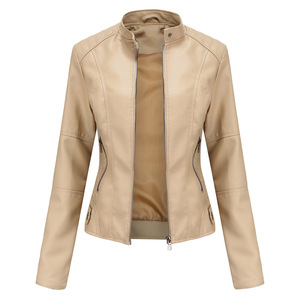 Veste PU <span class=keywords><strong>Femme</strong></span> Slim Thin Printemps Automne Biker Veste <span class=keywords><strong>en</strong></span> <span class=keywords><strong>cuir</strong></span> <span class=keywords><strong>grande</strong></span> <span class=keywords><strong>taille</strong></span> - Product Image 5