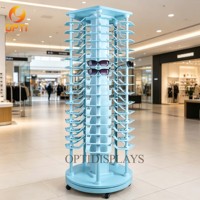 360° Rotatable Sunglasses Display Tower Floor Standing Eyewear Organizer Rack for Optician Shop & Supermarket