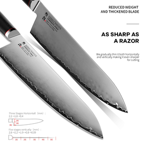 210mm Gyuto Knife 3 Layers <strong>Composite</strong> Steel Kitchen Knife Japan VG-10 Steel Core G-10 Fiberglass Handle - Product Image 6