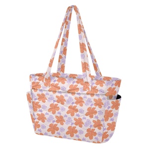 Sac à bandoulière grande capacité de style rétro avec logo imprimé personnalisé et motif floral, sac à main pour femme à usage quotidien avec fermeture éclair - Product Image 2