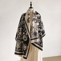 Écharpes châles double face douces effet pashmina, motif jacquard floral, style vintage pour femme 2027
