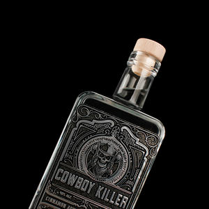 Impression numérique alliage de zinc fantaisie en forme de t bouteille en verre de liqueur de vin <span class=keywords><strong>gravure</strong></span> <span class=keywords><strong>sur</strong></span> <span class=keywords><strong>bois</strong></span> naturel bouchon de tequila en liège - Product Image 2