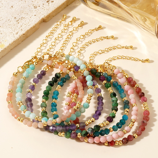 Wholesale Manufacturer Stainless Steel Handmade Gemstones Colorful Natural Stone Beads Bracelets