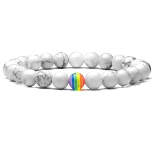 Natural White Turquoise <b>Rainbow</b> <b>Bracelet</b> Lava Volcanic Stone Frosted Stone Couple Jewelry Unisex Everyday Wear - Product Image 2