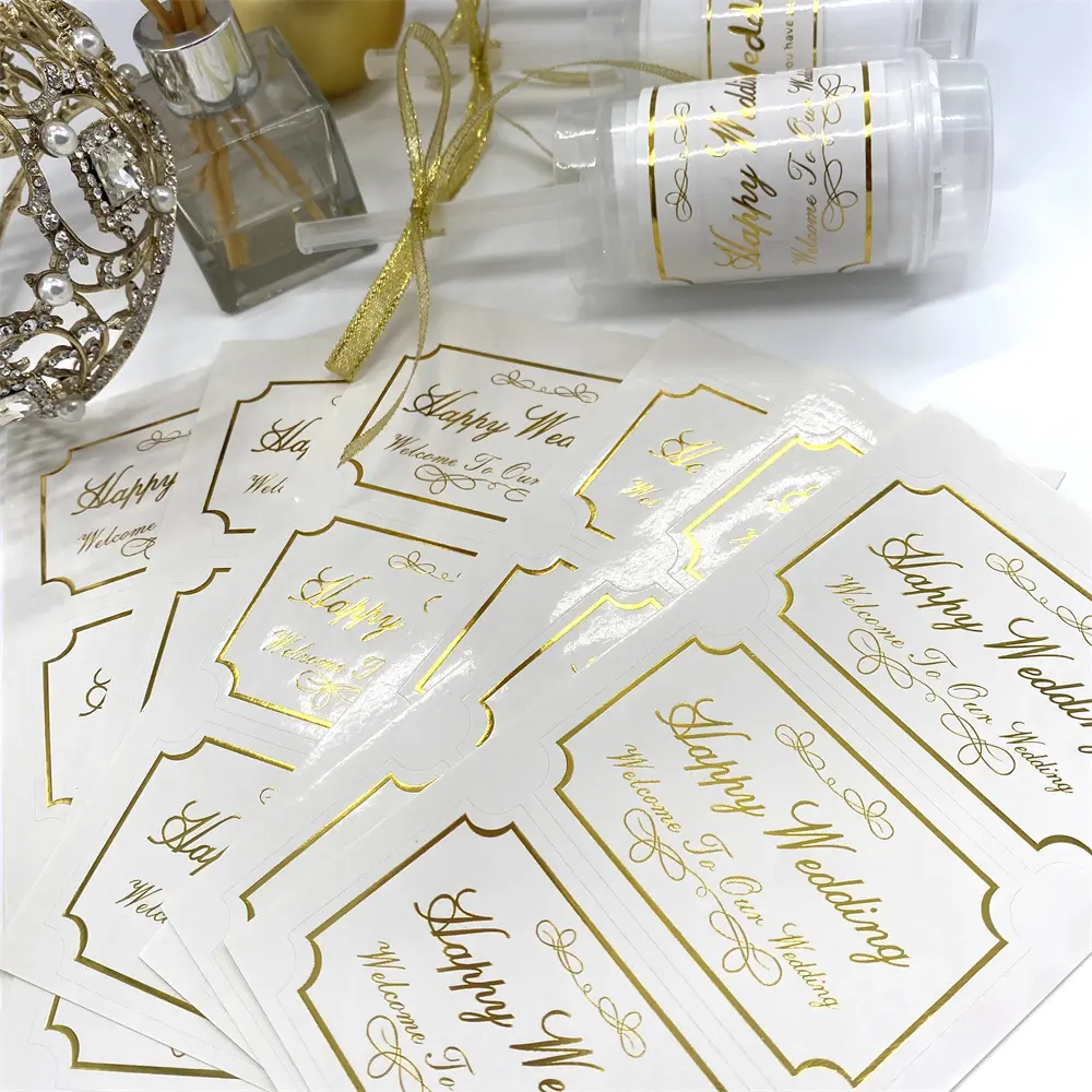 80 шт. в упаковке, прямоугольная наклейка с золотым тиснением в подарок на день рождения и свадьбу