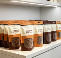 Sachets personnalisés à fermeture éclair, pochettes verticales en stock, emballage plastique mat refermable avec fenêtre, sacs à café pour snacks, emballage alimentaire en aluminium