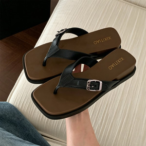 XIXITIAO Sandalias de Playa para Mujer, de Lujo, con Suela Gruesa, Punta Cuadrada, Chanclas de Verano, con Tacón de Cuña, Casuales, para Vacaciones - Product Image 4