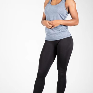 Débardeur gris sans manches pour femme, col rond, tricoté, respirant, style sportif, longueur normale, couleur unie, vêtements de sport - Product Image 3