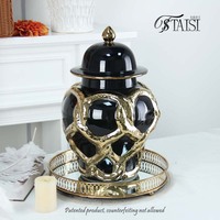 J288SA Vente en gros de pots de gingembre en argent pour décoration de maison nordique vases serpent en céramique de luxe en porcelaine pour arrangement de fleurs