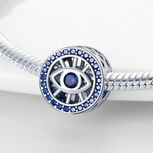 Beliebte Blauaugen-Anhänger für Armbänder, Modische Tima-Perlen, DIY Kupfer-Platin-beschichtete Punk-Style Kinderschmuck-Elemente - Product Image 3