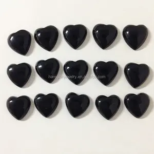 Wholesale Natural gemstone Custom Doublt Flat Heart Shape Black Agate