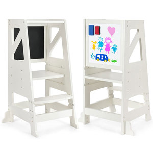 <span class=keywords><strong>Tour</strong></span> <span class=keywords><strong>d</strong></span>'apprentissage Montessori convertible 3-en-1 pour tout-petits, tabouret <span class=keywords><strong>d</strong></span>'aide de cuisine en bois avec tableau noir et ensemble chaise de bureau pour enfants - Product Image 1
