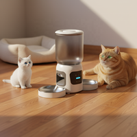 Distributeur de nourriture intelligent pour animaux à double bac avec deux caméras HD, alimentation programmée pour plusieurs animaux et enregistrement vocal