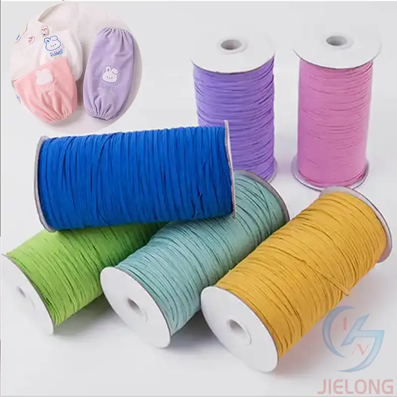 Ban Nhạc Đàn Hồi Cho May Cuộn Đàn Hồi Căng Ribbon 6Mm Rộng Phẳng Đàn Hồi Mềm Mại Đầy Màu Sắc Sợi Cao Su Ban Nhạc Đàn Hồi Mềm Dệt Di