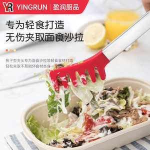 Yingrun Stainless Steel Food Clips Red And Black <b>Comb</b> Shape <b>Heat</b> Resistant Kitchen Utensil For Noodles Salad Buffet - Product Image 4