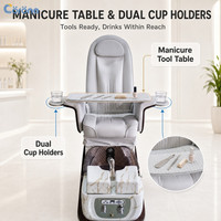 Fauteuil de pédicure électrique professionnel réglable, moderne et luxueux, avec fonction massage et bain à remous, pour salon de beauté et spa.