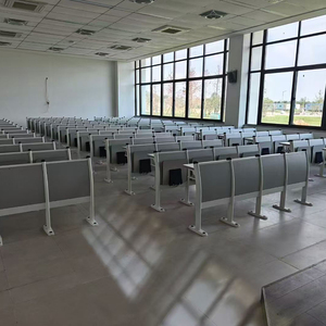 Vente directe d'usine de chaises pliantes modernes avec pieds en fer et assise en bois, chaises d'auditorium, chaises de salle de classe universitaire. - Product Image 5