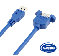 Haute qualité 0.5M 1M 1.5M USB 3.0 un câble d'extension mâle à femelle avec vis de montage sur panneau