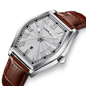 Montre classique pour homme OEM ODM, cadran à chiffres romains, bracelet en cuir, montre-bracelet décontractée pour affaires, étanche, calendrier, montre à quartz - Product Image 3